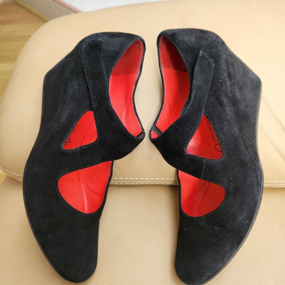 Pas De Rouge Wedge Suede Pumps, 37.5 Great!!! Black Suede
